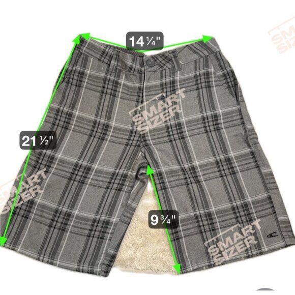 ONeill Shorts Mens Size 34 Gray Plaid Flat Front Casual Boaard Wear Cotton Blend - Picture 10 of 10